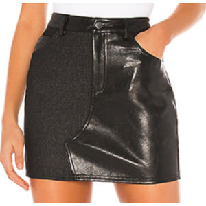 superdown Micro Mini Skirt Vegan Leather & Denim Streetwear High Waisted Size XS